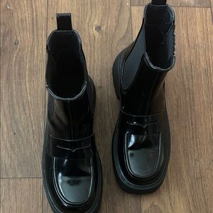 H&M Glossy Black Ankle Booties